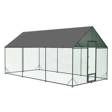 Upgraded XXL-Large 6mx 3m Heavy Duty Metal Walk-in Chicken Coop - Thicken Strong Frame - Full Shade - extra small door